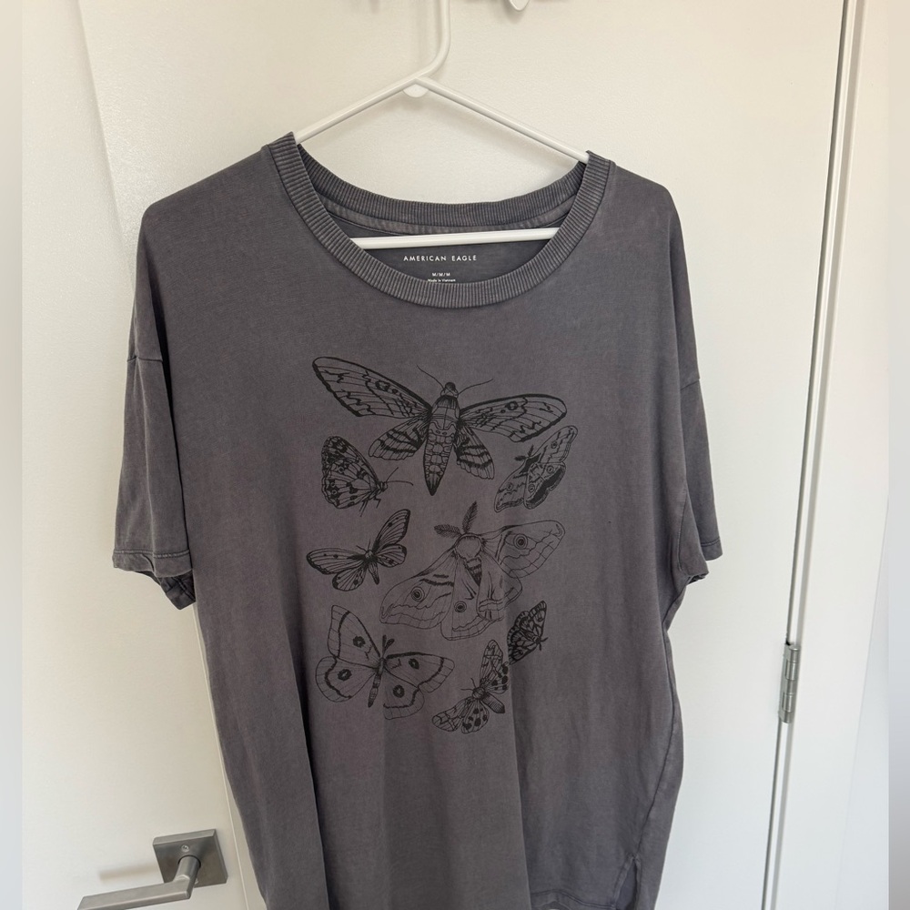 American Eagle Gray Butterfly T-Shirt